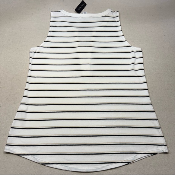 White House Black Market -  White, Black & Tan Striped Sleeveless Top - NWT - Lg - Picture 7 of 15